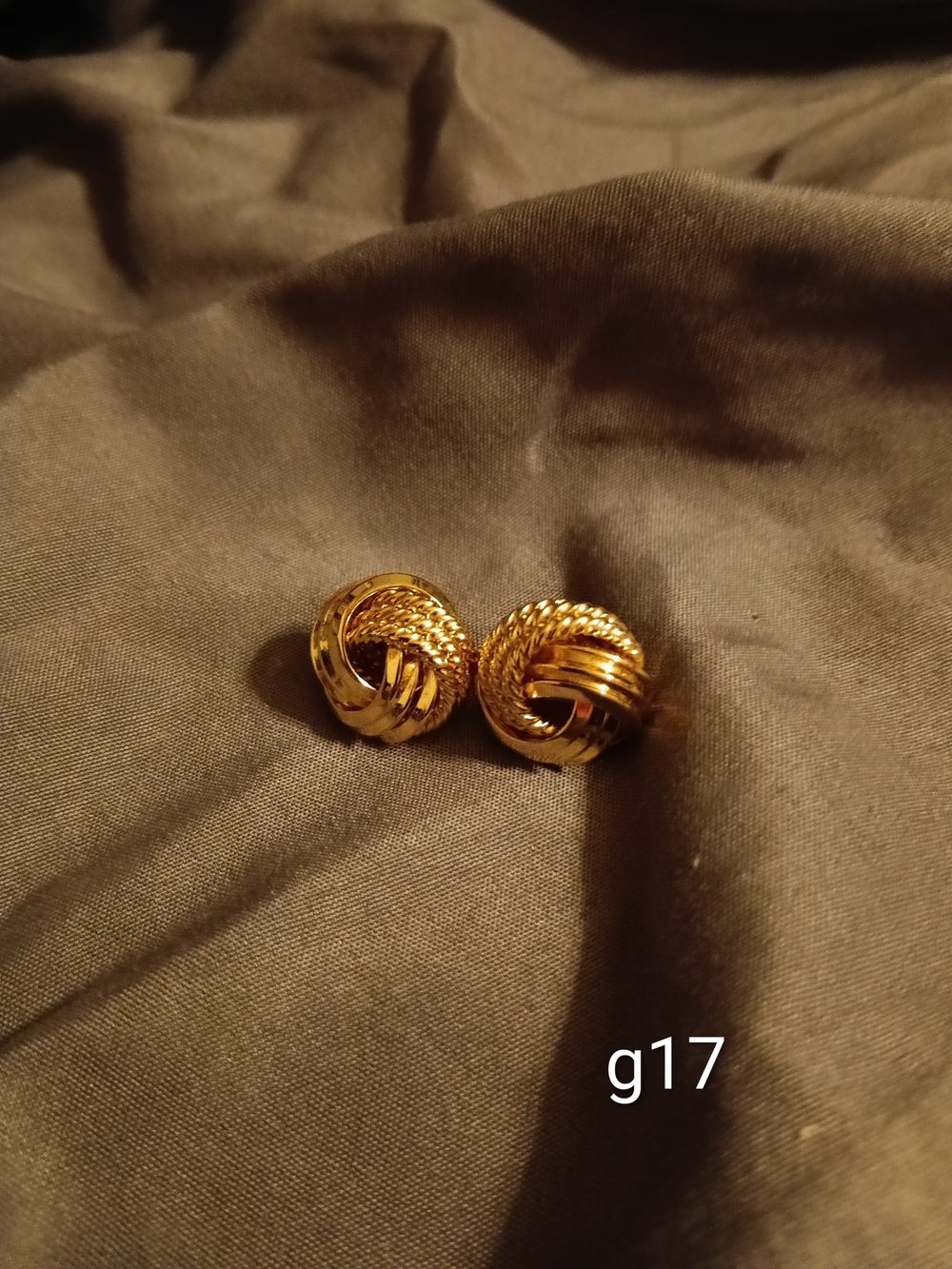 Gold Knot Button Earrings